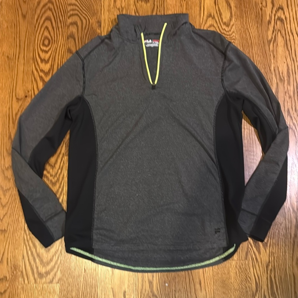 FILA Sport Gray Black Live in Motion Half Zip Pullover Medium